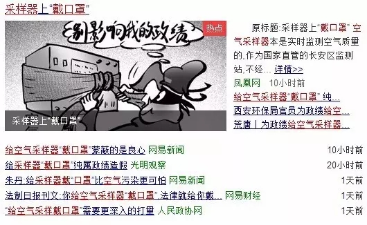 受霧霾天氣影響，不少環保官員給空氣采樣器帶上“口罩”